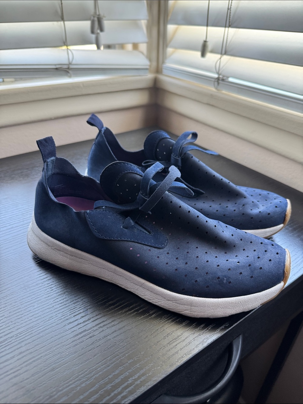 Sugar Navy Blue Perforated Slip-On Sneakers